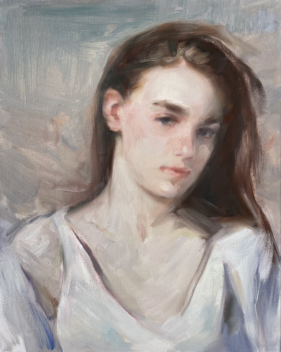 Impressionistic Portrait Oil Painting By Denys Kovalyk, 16 X 20, - Lightness - ?, Original Artwork