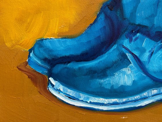 Blue rubber boots