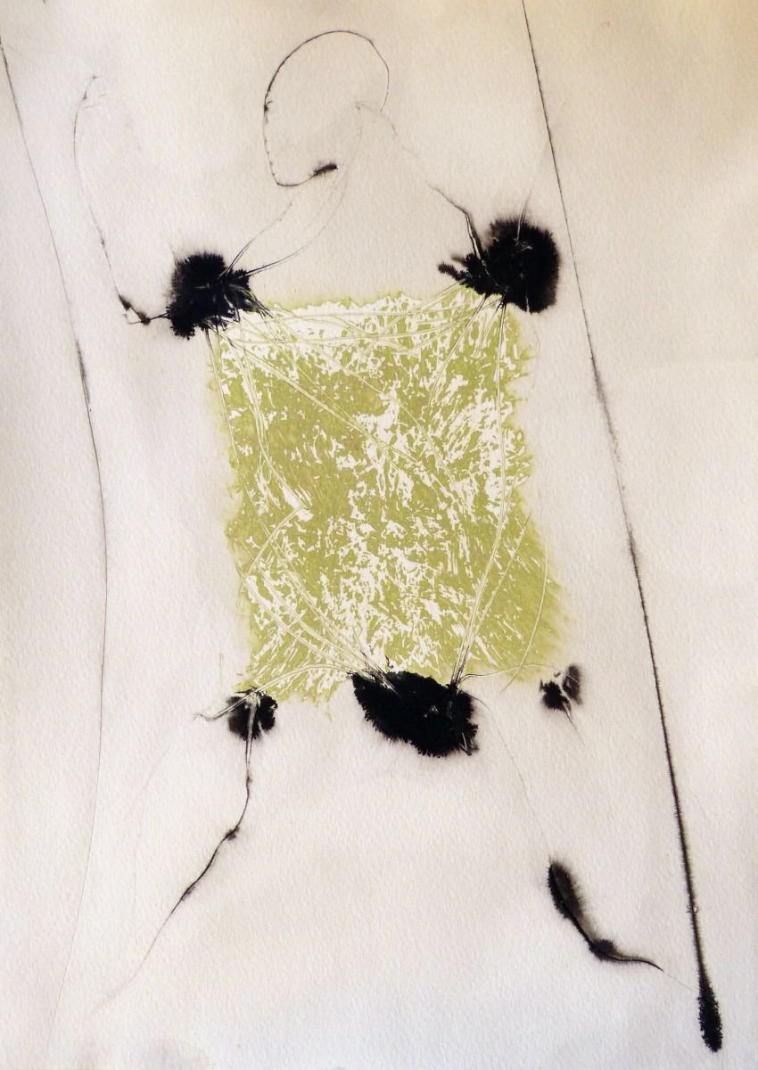 Expressive Portrait Acrylic Painting By Frederic Belaubre, 11 X 16, Modesty #3, Original Artwork