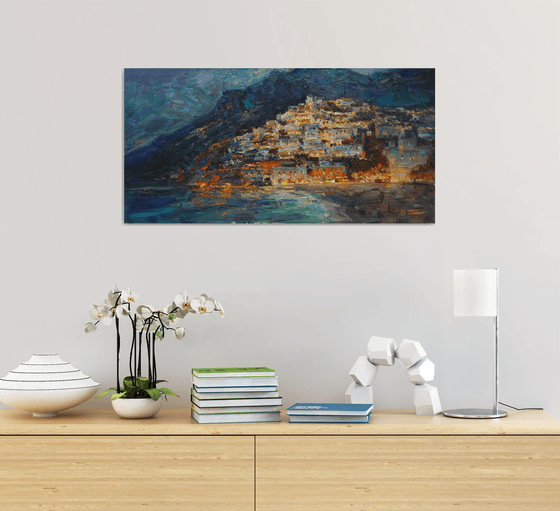 Positano beach at night