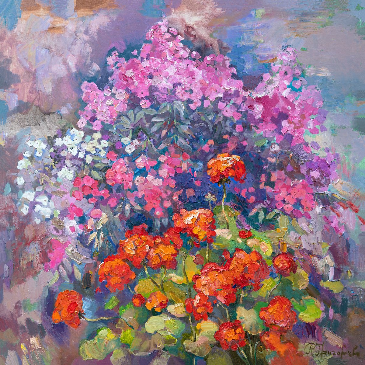Impressionistic Landscape Oil Painting By Anastasiia Grygorieva, 39 X 39, August