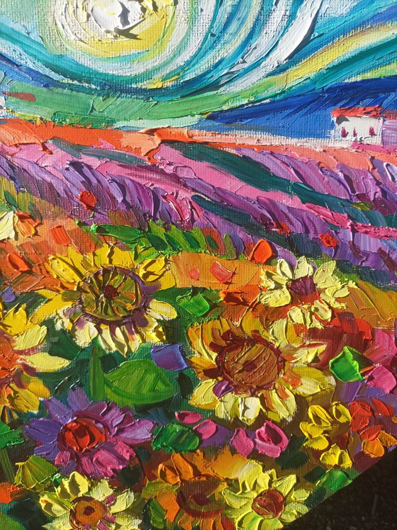 Summer fields under Gogh sky