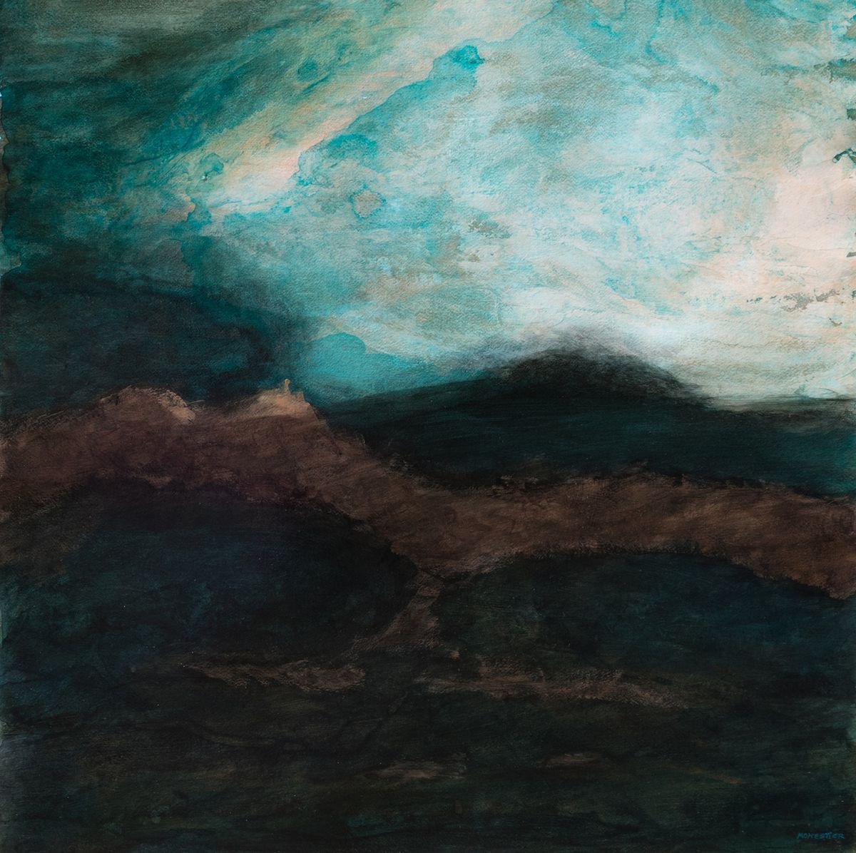 Abstract Landscape Acrylic Painting By Fabienne Monestier, 31 X 31, Emotional Of Peace, Original Artwork