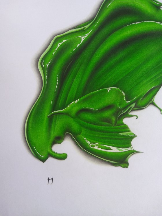 Permanent Green Olive 167***: A Colour Pencil Drawing Of Paint