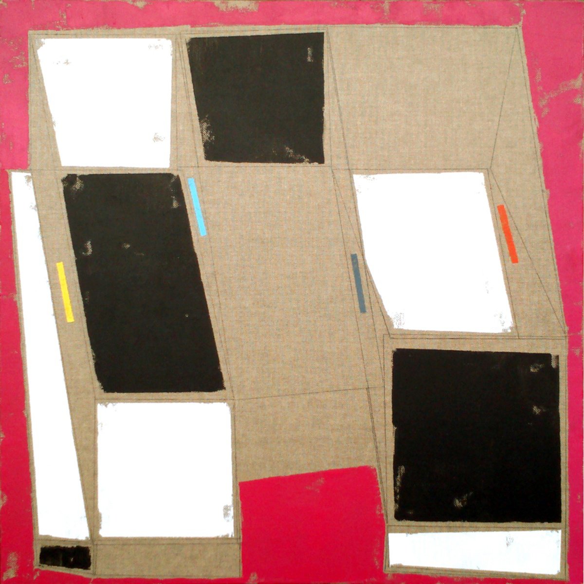 Geometric Abstract Acrylic Painting By Luis Medina, 20 X 20", Space 4, Original Artwork