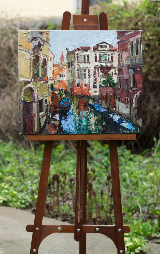 Venice. italian landscape- Original impasto landscape painting textured Oil painting Italy wall art