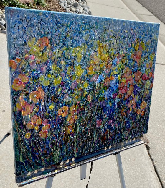 Whimsical Bloom -  Original Painting on Canvas influenced by Jackson Pollock's Style