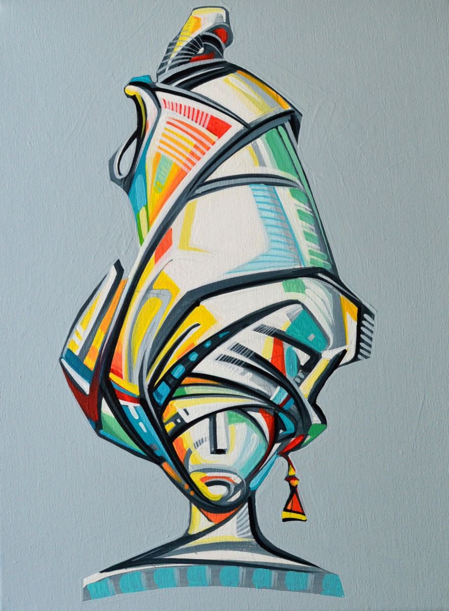 Surrealistic Portrait Acrylic Painting By Grama Gabriel, 12 X 16, Wife