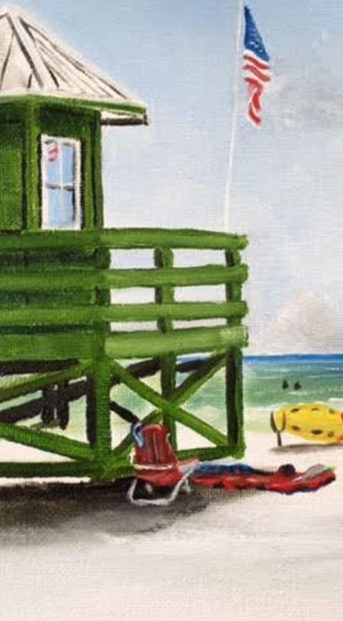 Green Lifeguard Stand by Lloyd Dobson