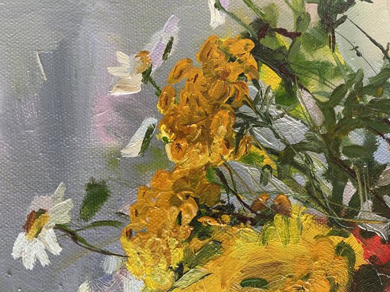 Still Life Painting with Wildflowers