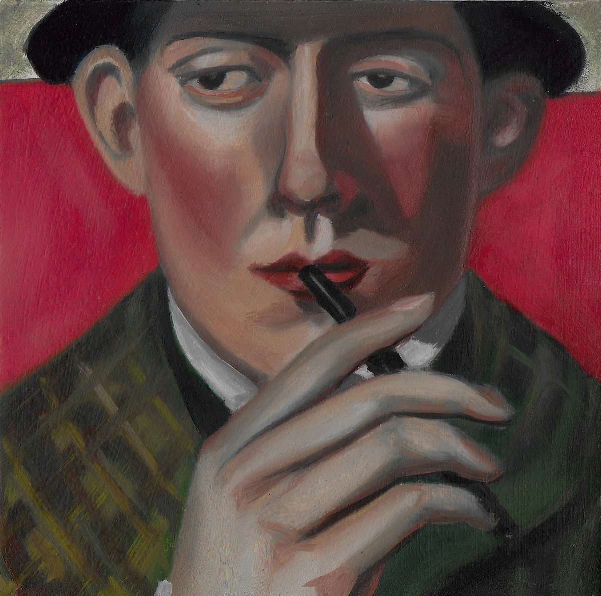 Illustrative Portrait Oil Painting By Neale Thomas, 7 X 7", The Author, Original Artwork