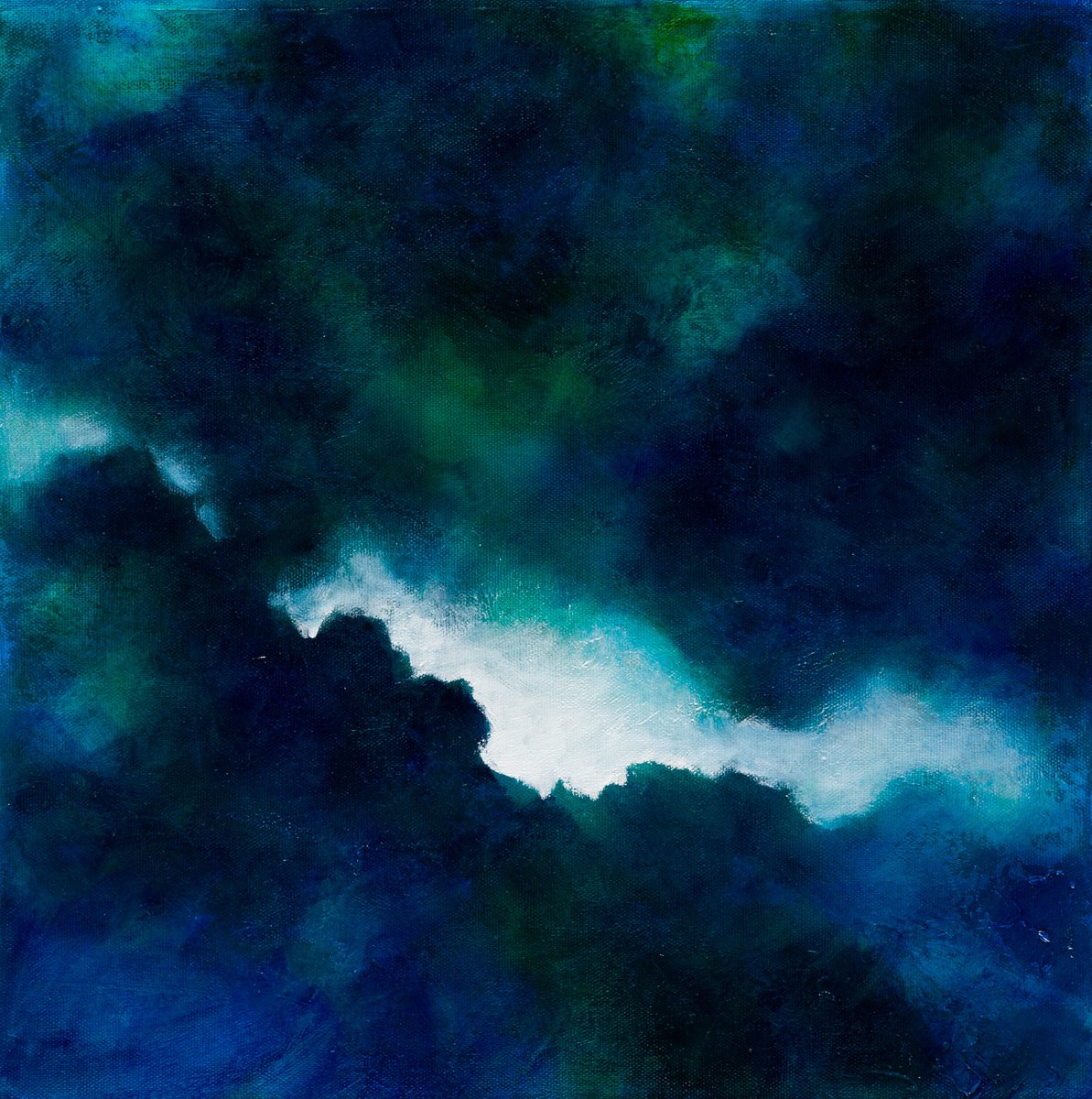 Impressionistic Landscape Oil Painting By Fabienne Monestier, 16 X 16, Sun Light Over The Mountain, Original Artwork