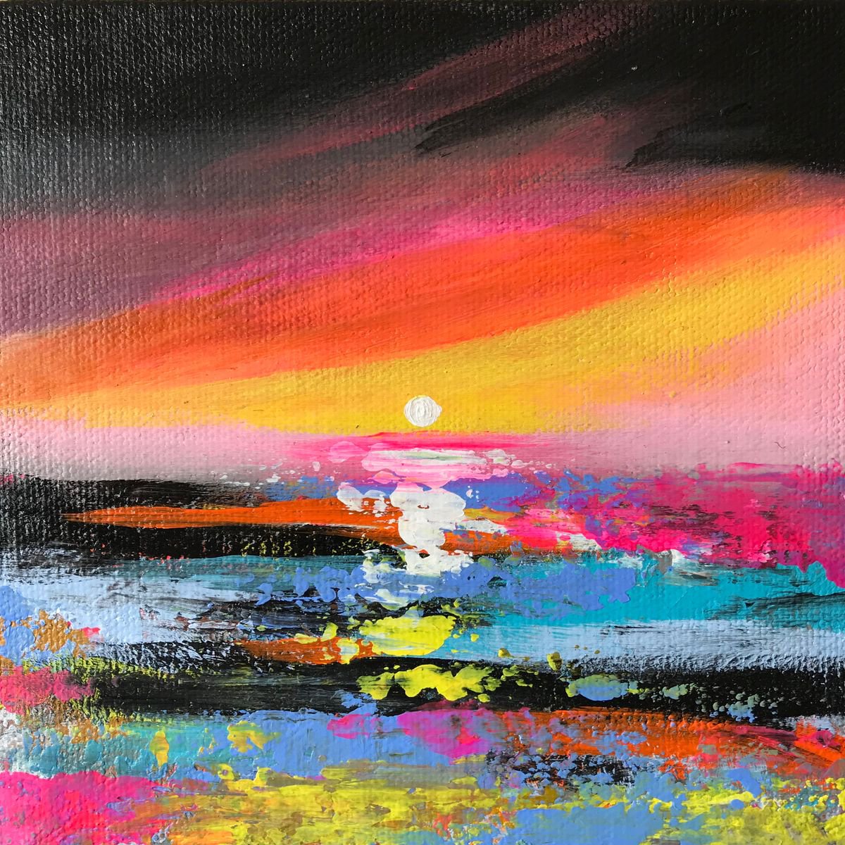 Color Crush !! Small Painting !! Mini Painting !! Abstract Landscape by Amita Dand