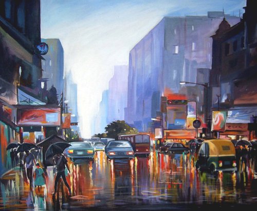Street at Rainy Night by Samiran Sarkar