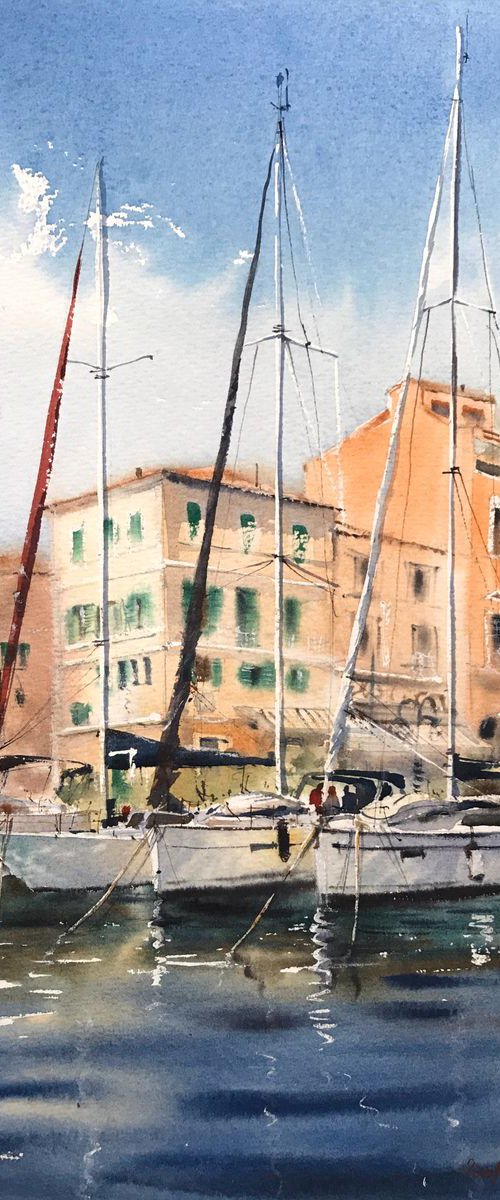 Moored yachts by Eugenia Gorbacheva