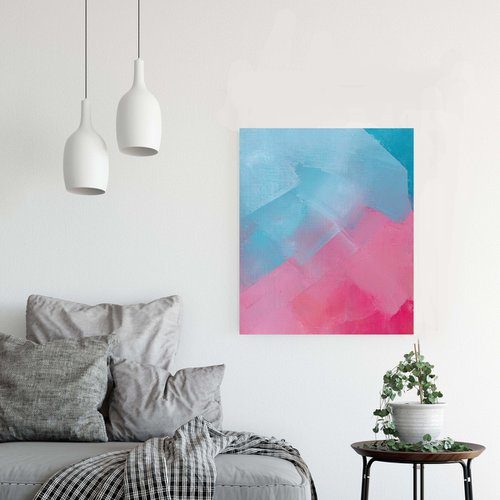 Pink and blue abstract poetry of colors. by Olha Gitman