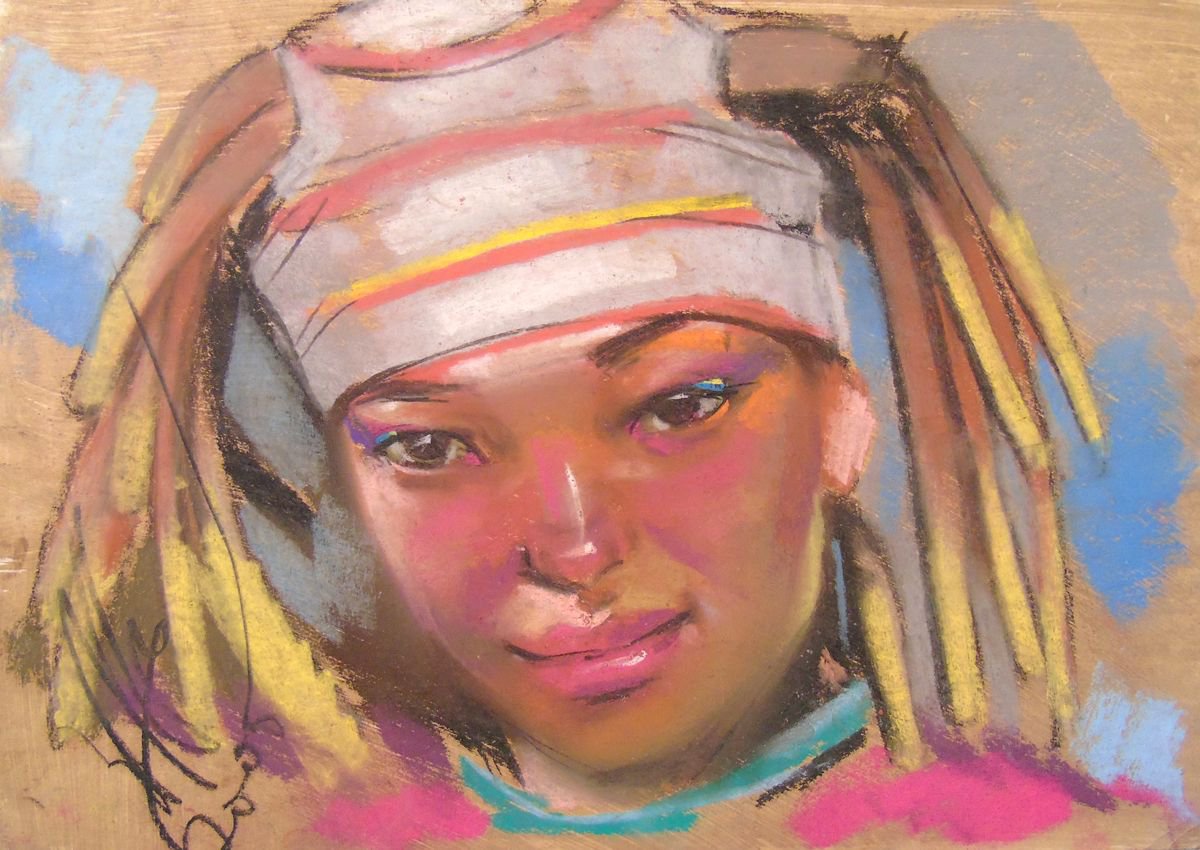 Photorealistic Portrait Pastel Drawing By Yuri Zelonuy, 16 X 12", Stranger 12, Original Artwork