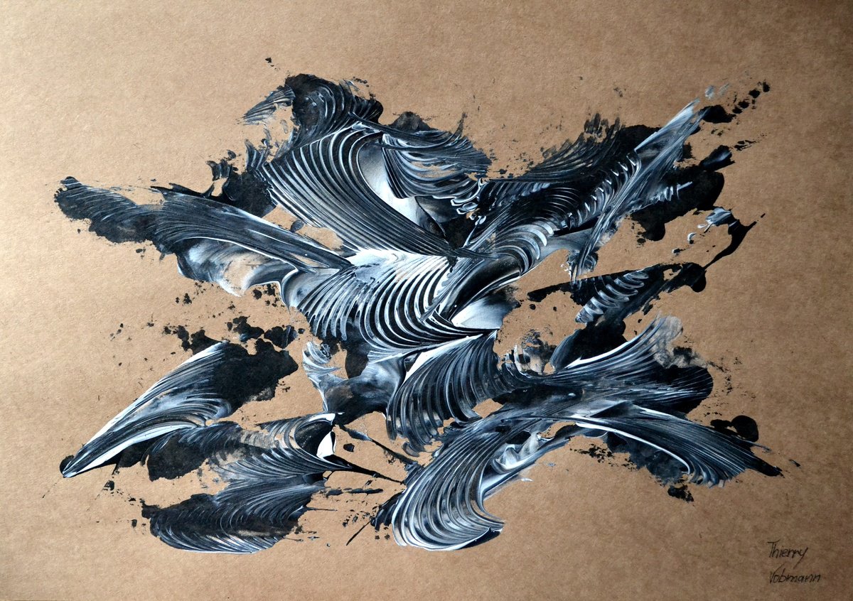 Abstract Acrylic Painting By Thierry Vobmann. Abstract ., 17 X 12", Natural Style 36, Original Artwork