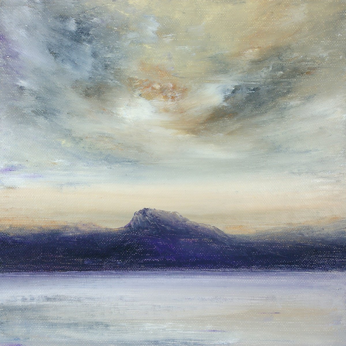 Impressionistic Landscape Acrylic Painting By Oconnart, 10 X 10", Slioch Evening, Scotland, Original Artwork