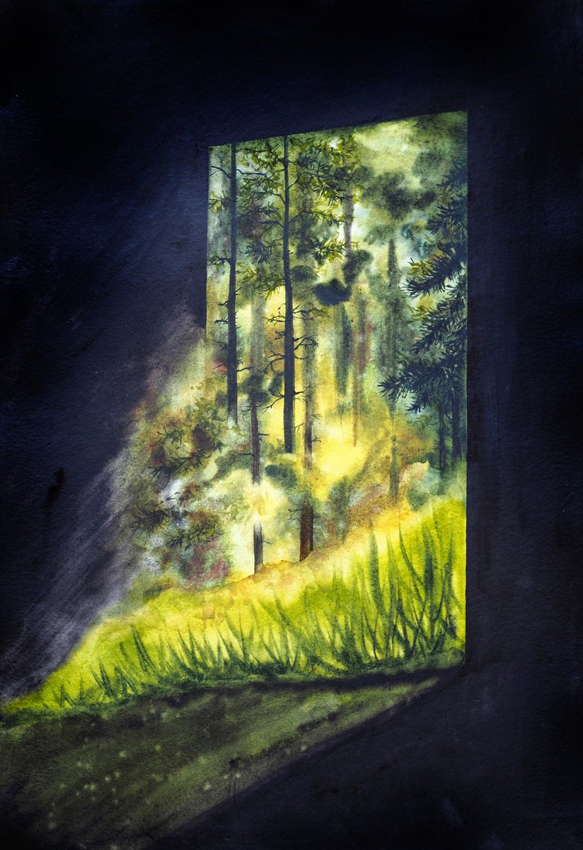 Impressionistic Cityscapes Watercolour By Delnara El, 29 X 41, Forest Coming, Original Artwork