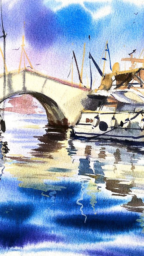 Sketch from Limassol Marina by Ksenia Astakhova