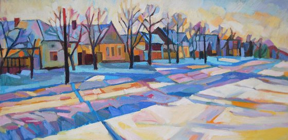 Winter village / 60 x 30 x 2 cm