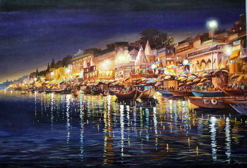 Varanasi at Night IV by Samiran Sarkar