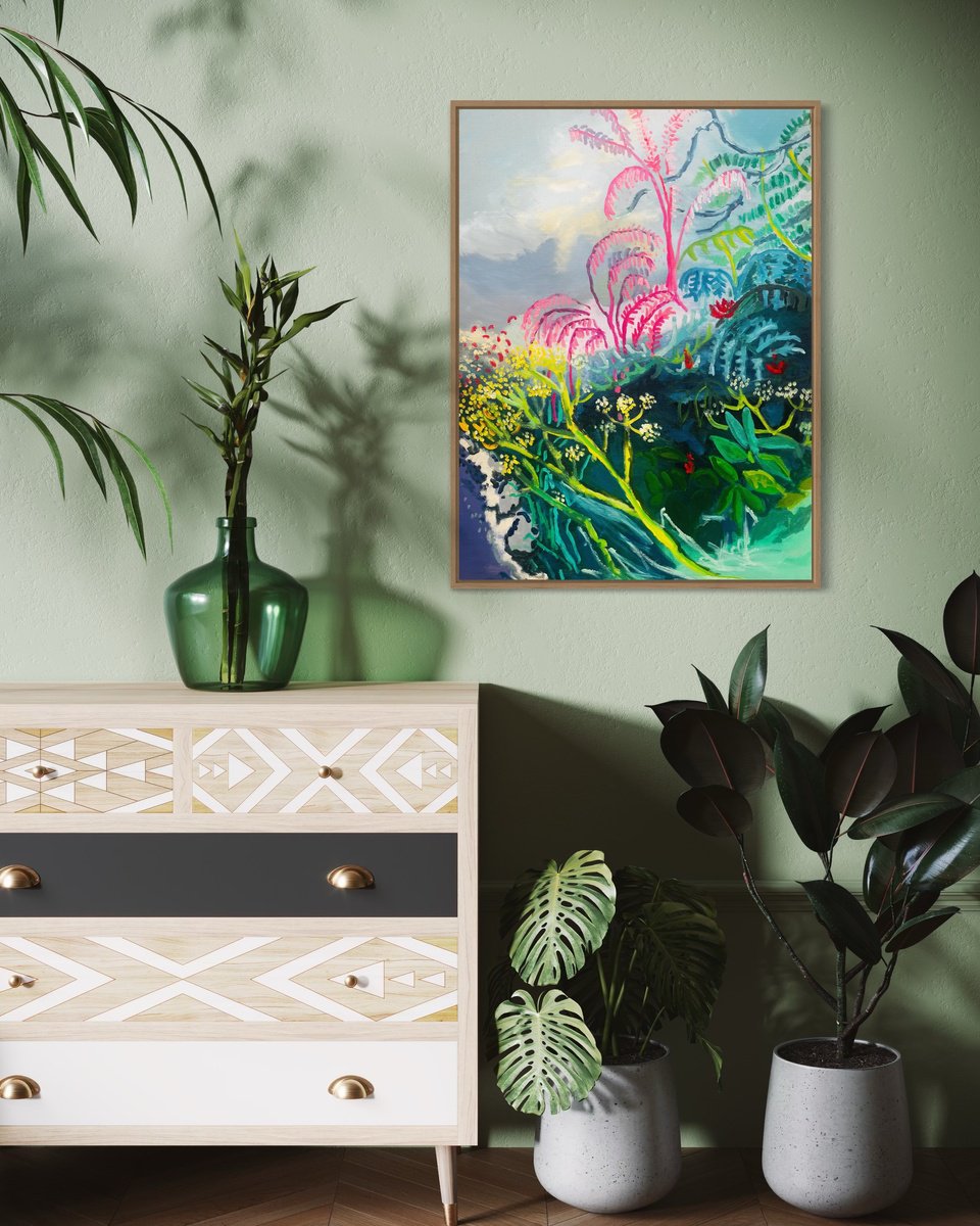 Expressive Botanical Acrylic Painting By Alice Gavin Atashkar, 24 X 31, We Just Popped Out For A Walk, Original Artwork