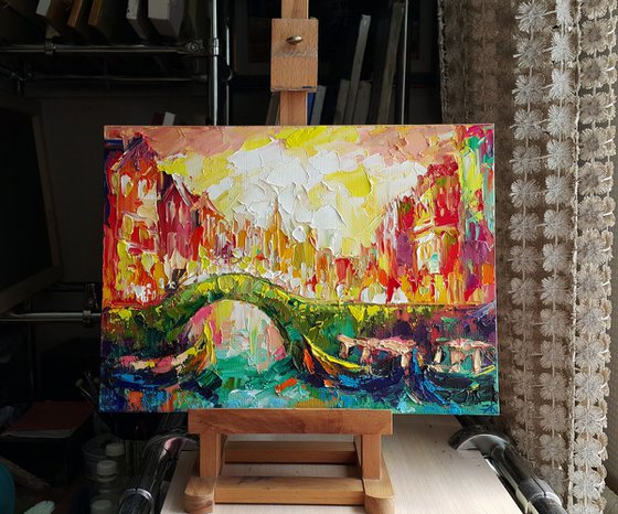 Painting Bridges of Amsterdam, oil painting Amsterdam, cityscapes, painting canvas,  Impressionism, cityscape wall art.