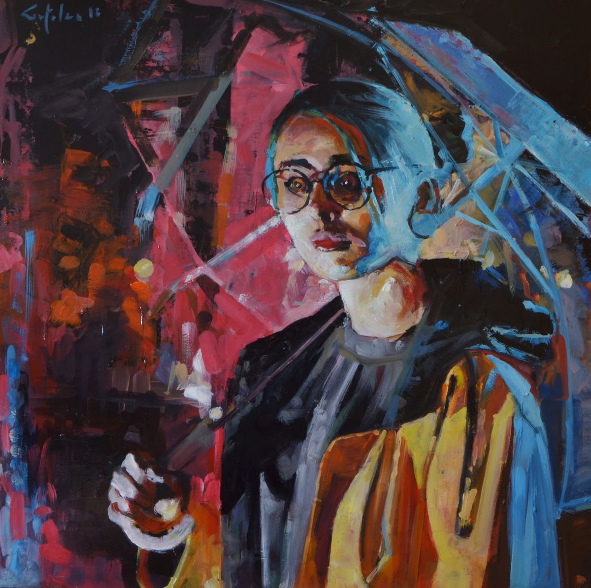Rainy Night By Marco Ortolan, 16 X 16, Artwork For Sale On Artfinder
