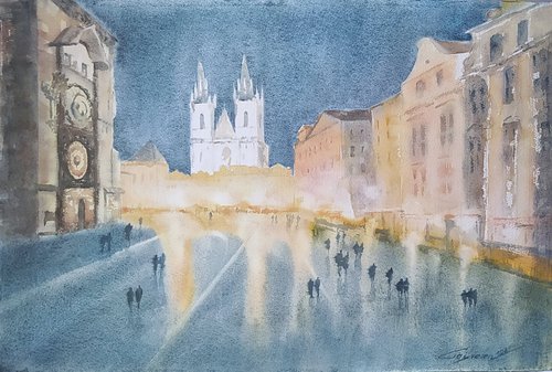 Evening Prague by Elena Gaivoronskaia