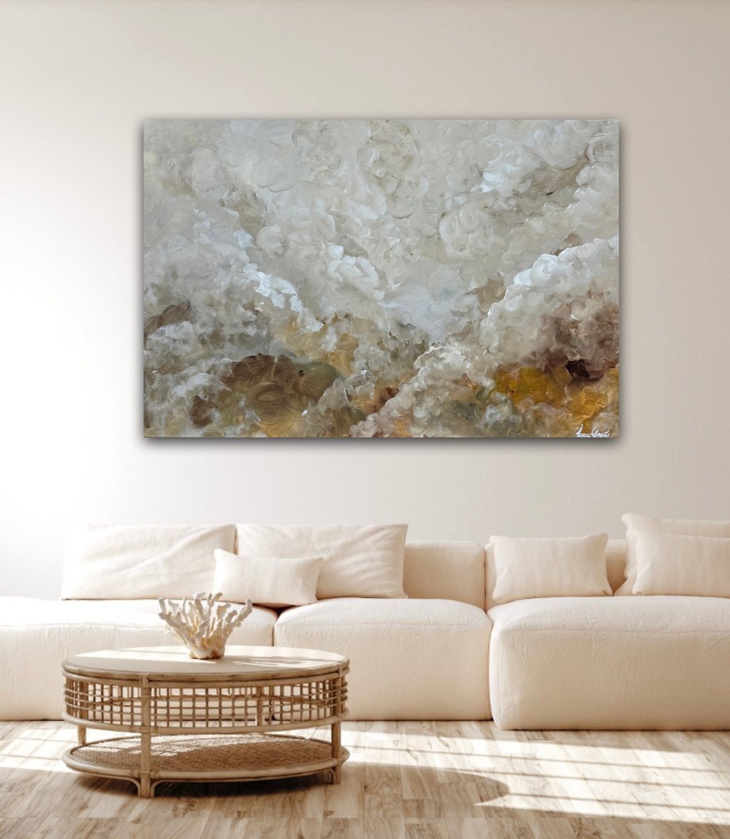 Abstract Landscape Acrylic Painting By Ivana Gigovic, 59 X 39, Silent Ground, Original Artwork