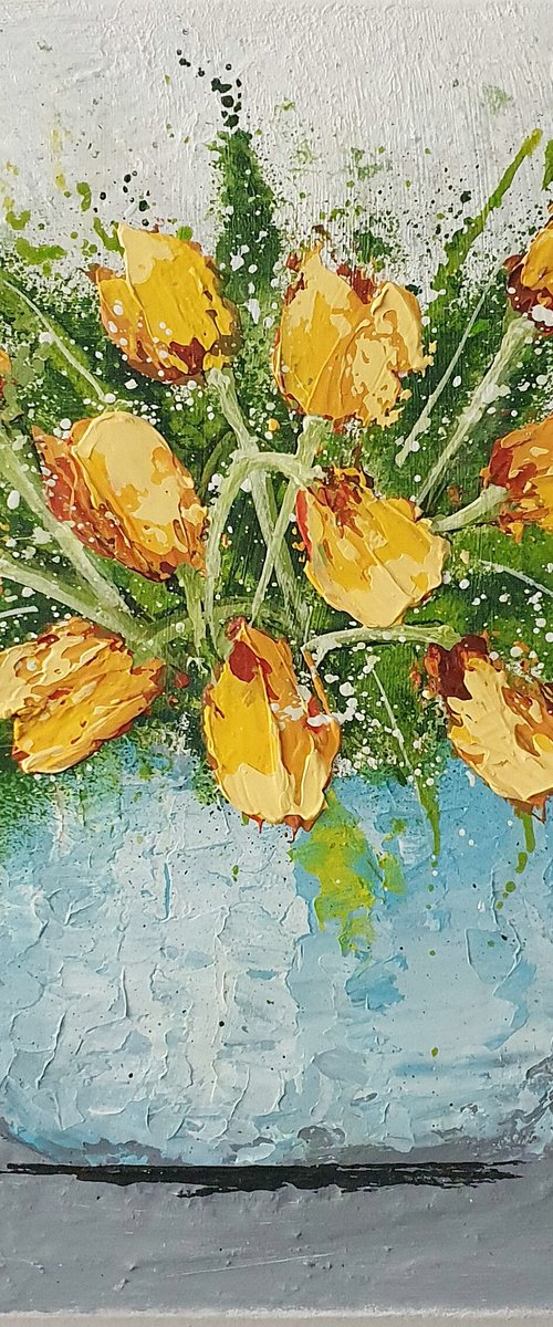 VASE WITH YELLOW TULIPS by Cinzia Mancini