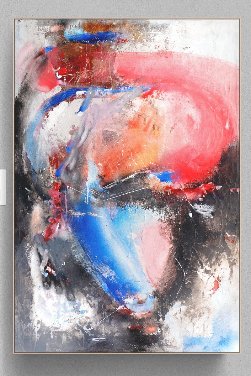 Organic Abstract Acrylic Painting By Adriano Ribeiro, 31 X 47, Girlsfield, Original Artwork