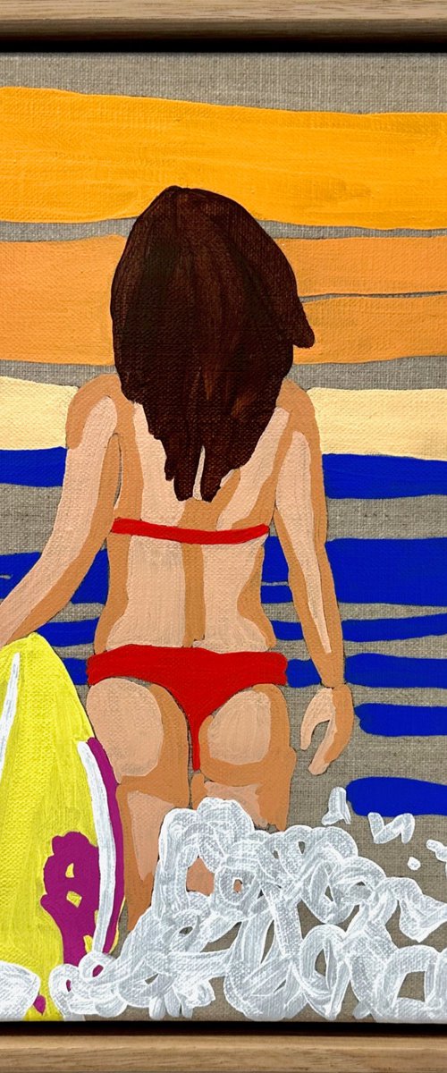 Lady in Red - Surf 33.5cm x 33.5cm by DEBORAH LANG