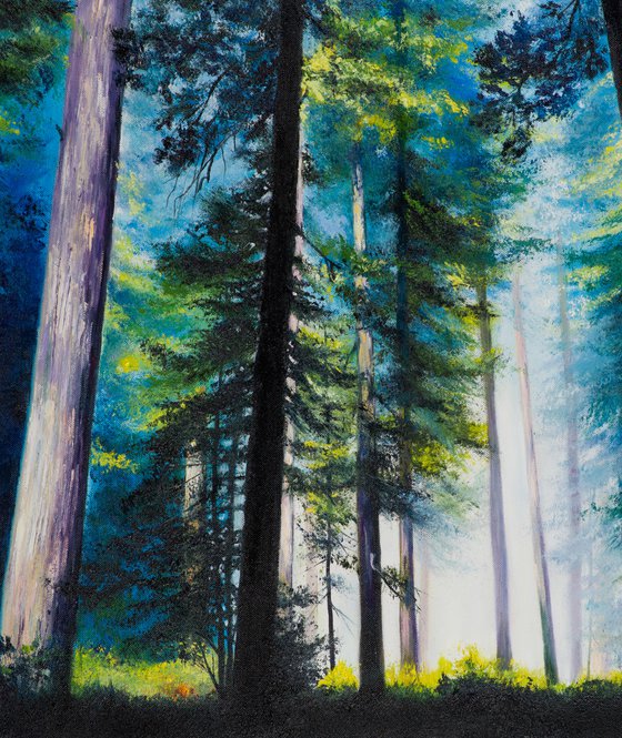 "Mysterious forest"  forest landscape summer  liGHt original painting  GIFT (2015)