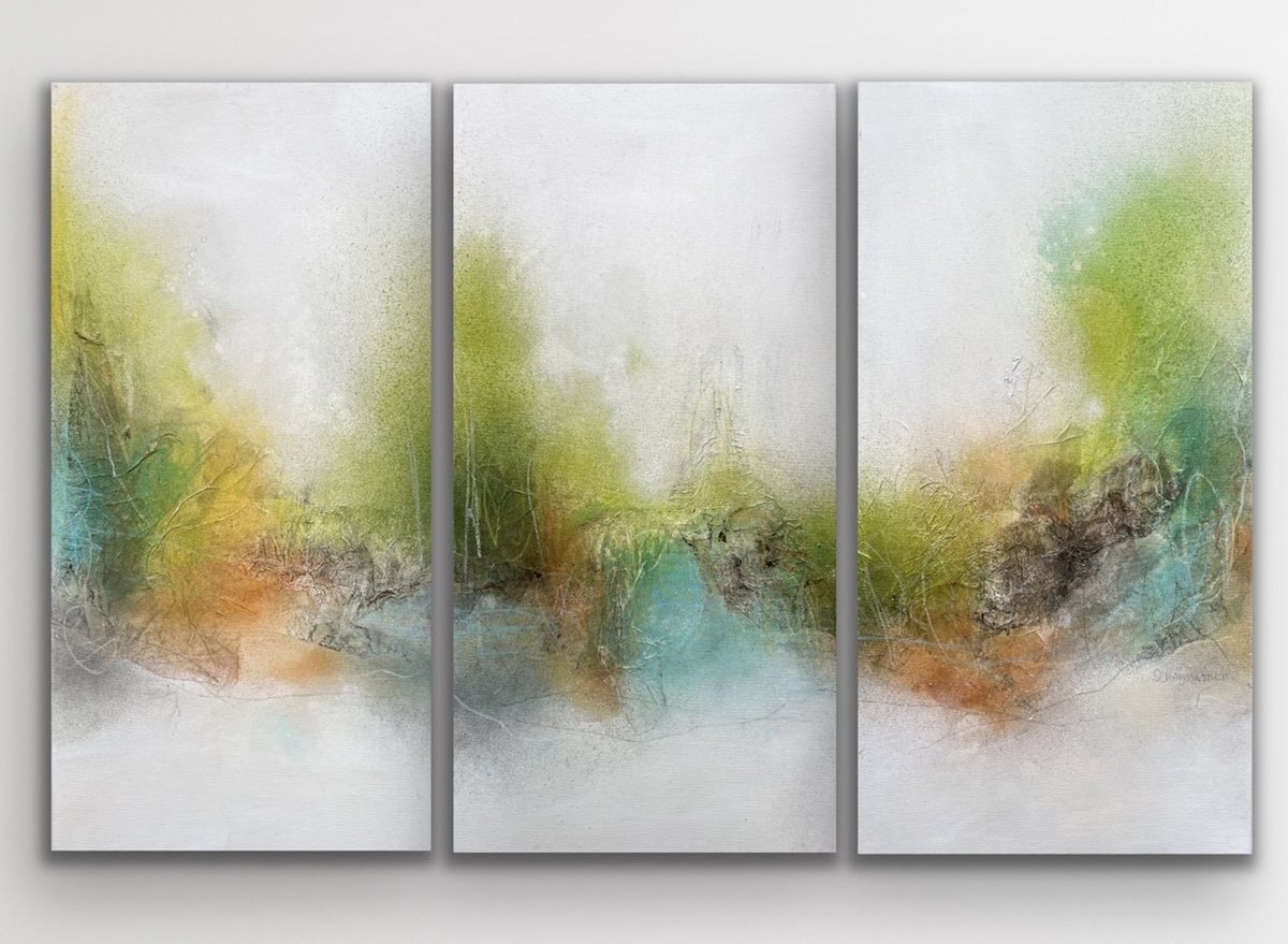 Mother Nature #24 I triptych I natural abstract artwork I ready to hang I 2021 by Kirsten Schankweiler