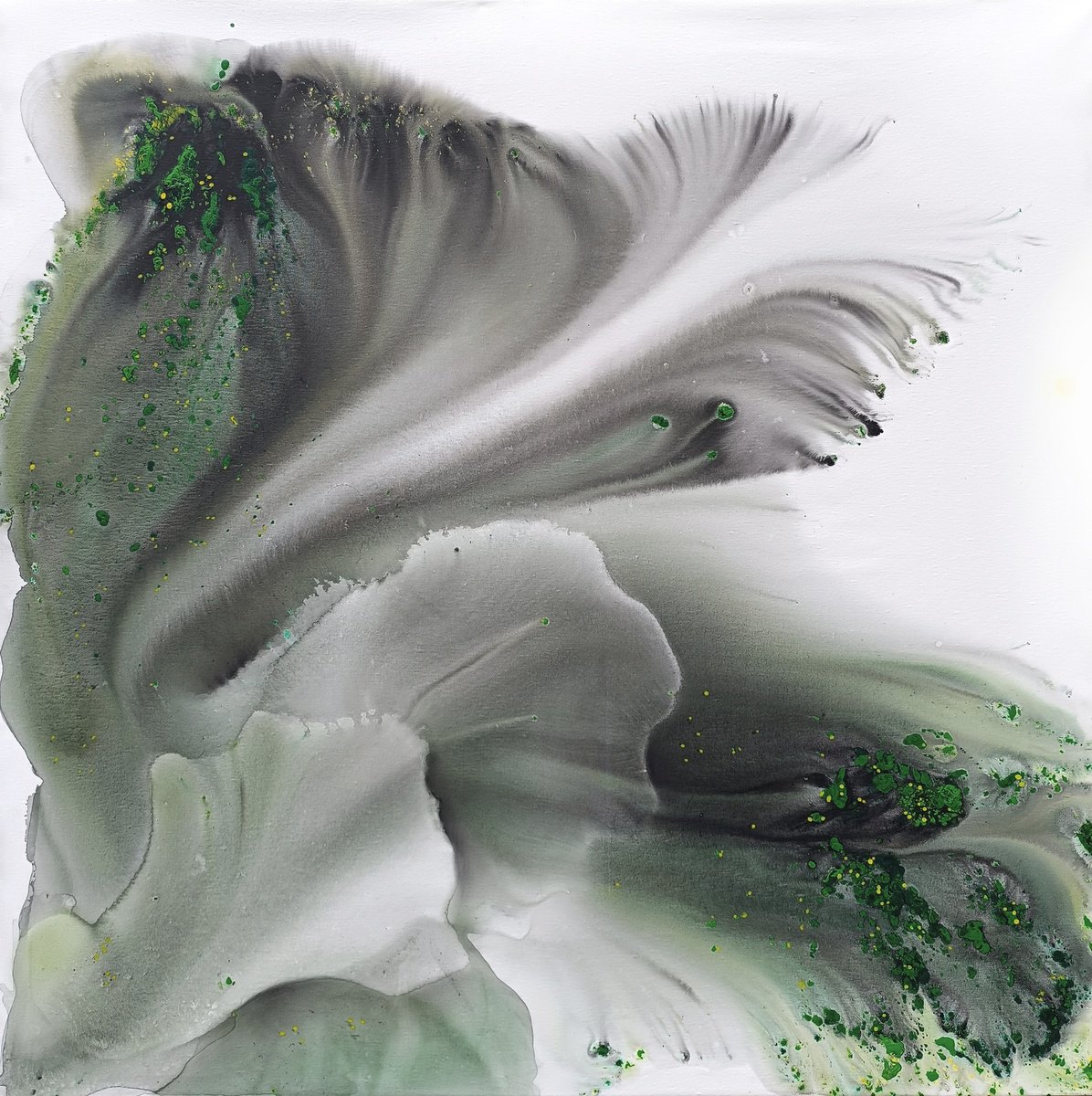 Abstract Botanical Acrylic Painting By Muriel Napoli, 39 X 39", Nature 477, Original Artwork