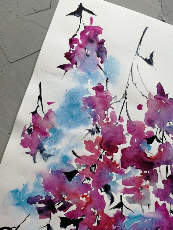 Pink flowers painting