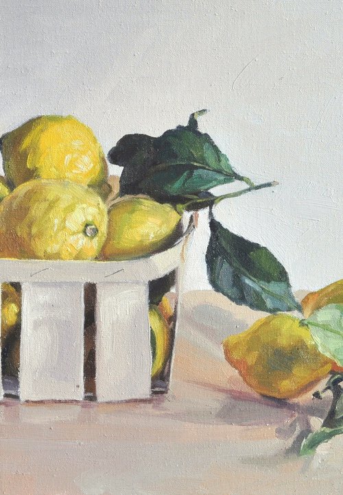 Lemons in a crate by ANNE BAUDEQUIN