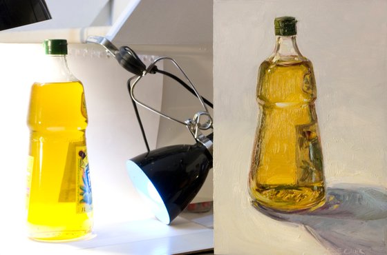 oil bottle on white background