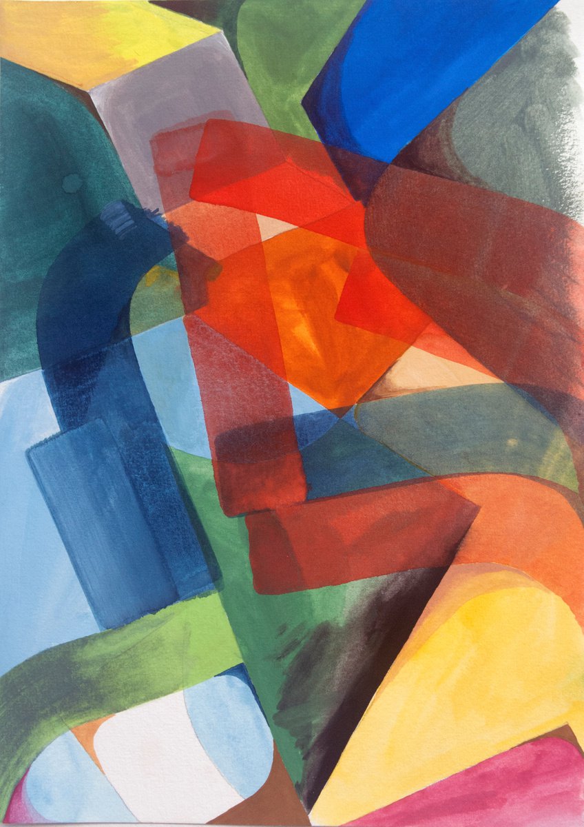 Geometric Abstract Watercolour By Szilvia Sztankovits, 8 X 12", Nr. 04, Original Artwork