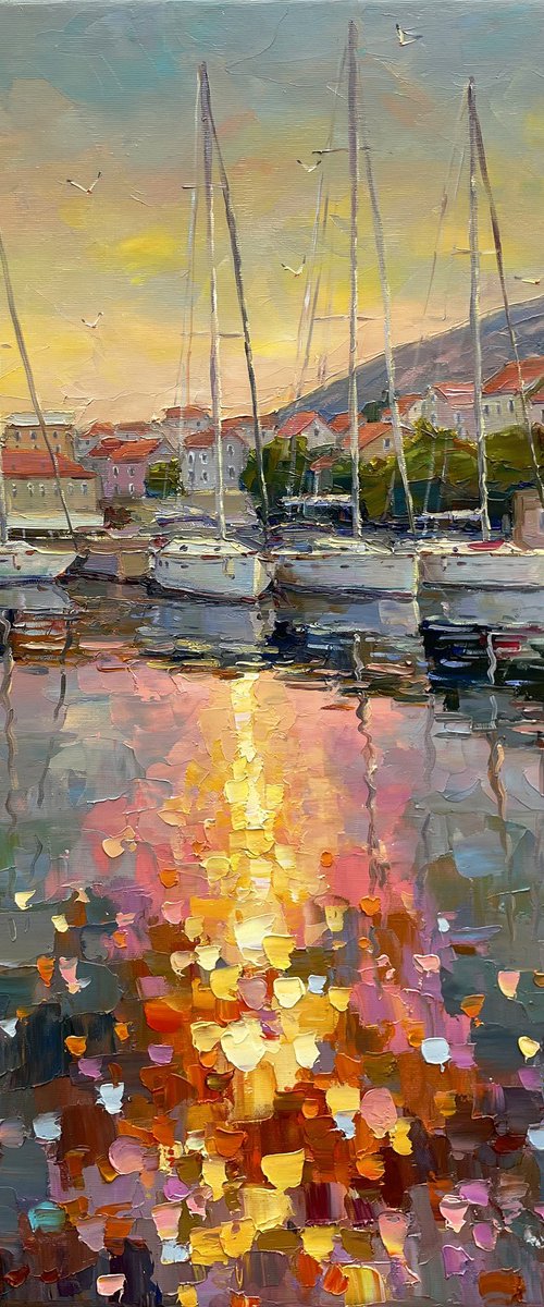 "Yachts at the pier" by Evgeny Chernyakovsky