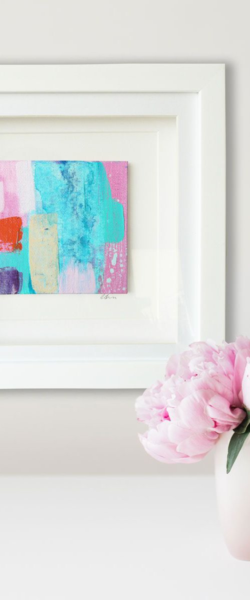 Framed ready to hang mini original abstract #207 by Carolynne Coulson