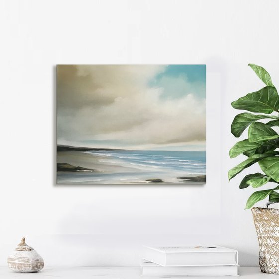 Distant Shores Close To Heart - Original Seascape Oil Painting on Stretched Canvas