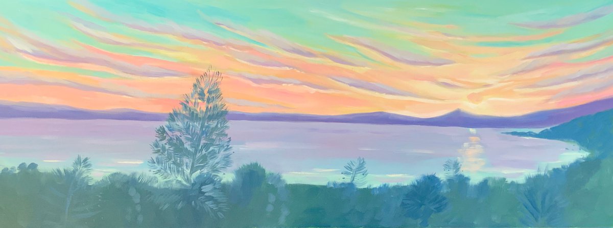 Beautiful Sunset long painting by Mary Stubberfield