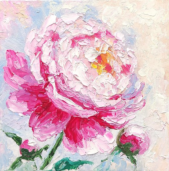 Peony framed painting