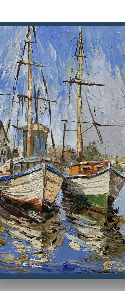 Harbor Boats Reflection. by Vita Schagen