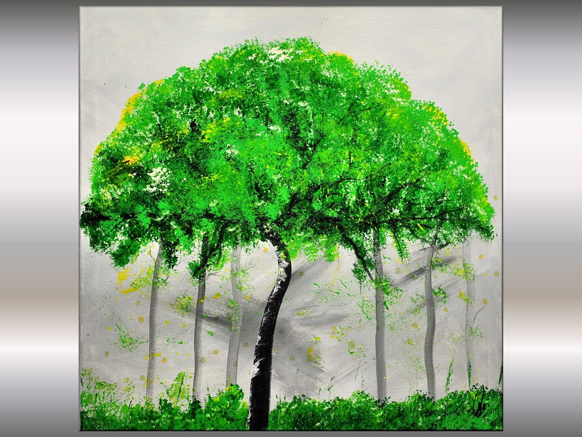 Arbre Vert - Abstract Painting- Acrylic Art - Nature Painting - Canvas Wall Art by Edelgard Schroer
