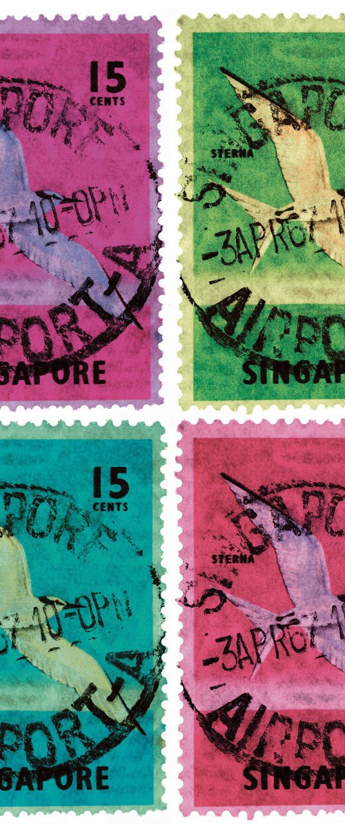 Singapore Stamp Collection '15 Cents Singapore Sterna Stamp (Multi-Colour Mosaic)' by Richard Heeps